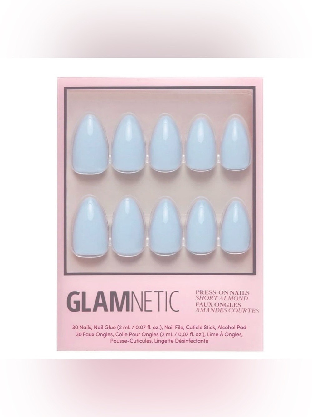 Glamnetic Short Almond Press-On Nails BLUEBERRY MILK NIB